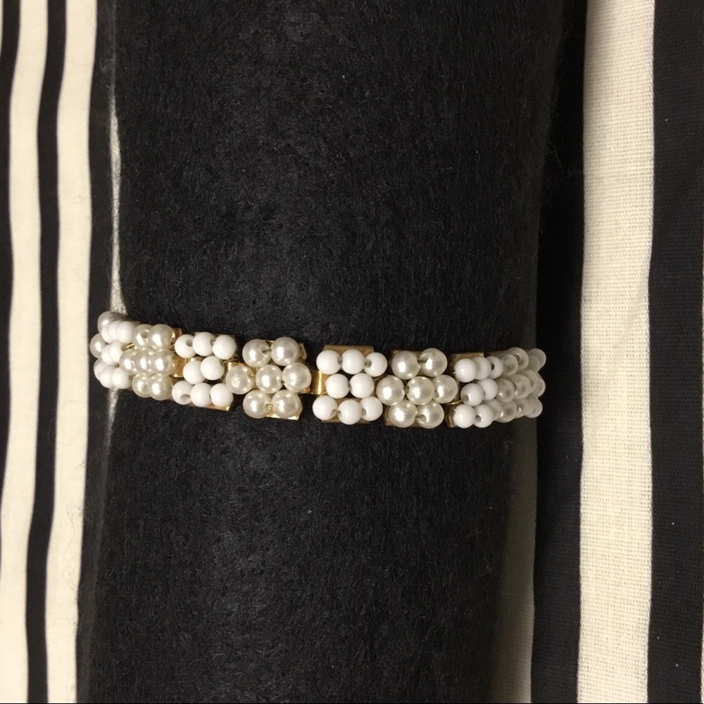 Faux Pearl Floral-Inspired Bracelet